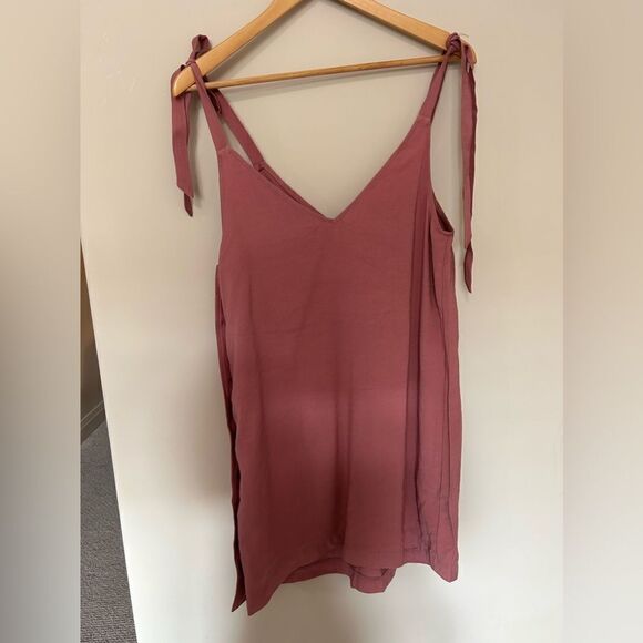 NWT Topshop Tilda Side Button Pink Mini Slip Dress Shoulder Ties Women's sz 6 - Picture 11 of 15